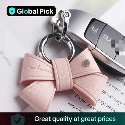 Bowknot Design Car Keychain, Cute Car Keychain for Women & Girls, Car Interior Decoration Accessories for Car, Motorcycle, Bi...