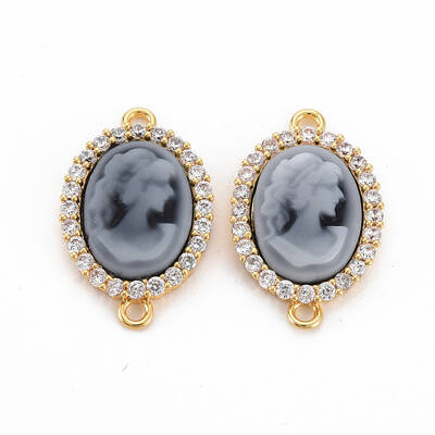Brass Clear Cubic Zirconia Links Connectors