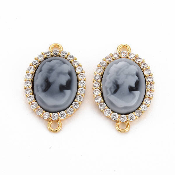 Brass Clear Cubic Zirconia Links Connectors