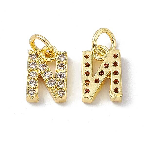 Real 18K Gold Plated Brass Micro Pave Clear Cubic Zirconia Charms