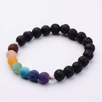 Natural Lava Rock Bead Stretch Bracelets