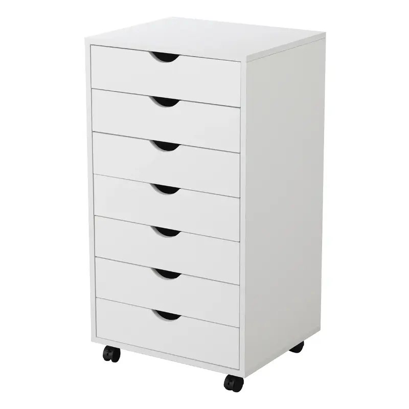 【Deal】Sweet Furniture S - 7 Wood Vertical Organization File Cabinet with Wheels Mobile Drawer Storage for Home Office