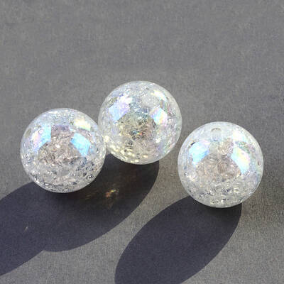 AB Color Transparent Crackle Round Acrylic Beads