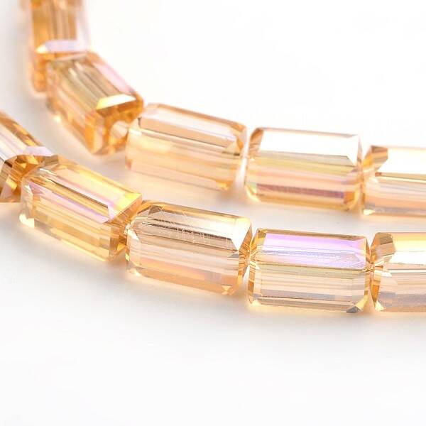 AB Color Plated Faceted Cuboid Electroplate Glass Beads Strands
