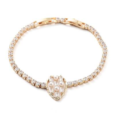 Teardrop Brass Micro Pave Cubic Zirconia Link Bracelets