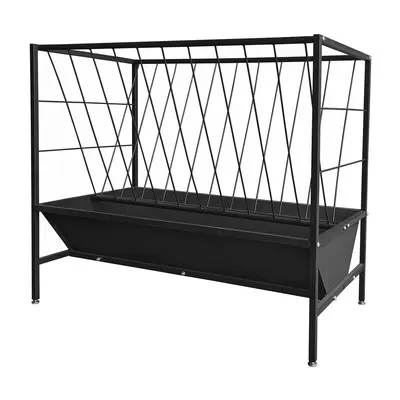 Garvee Heavy Duty 2-in-1 Livestock Hay and Grain Feeder Set – Durable Steel Multi-Sided Trough, 45 Gallon Hay Rack with 24 ...