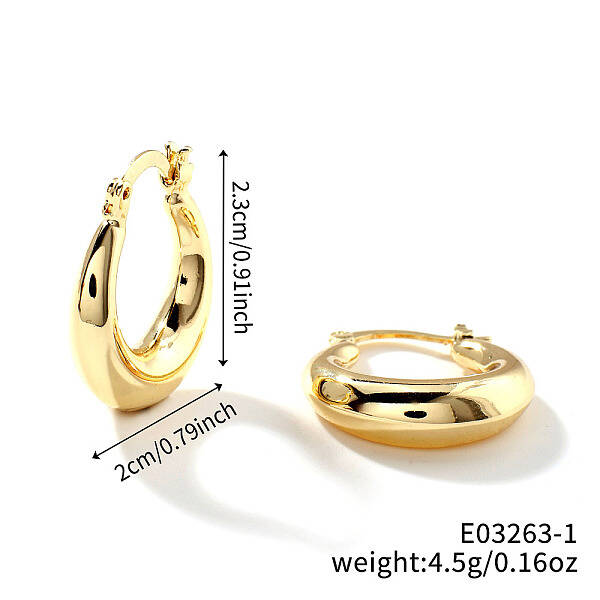 Trendy Geometric Brass Hoop Earrings