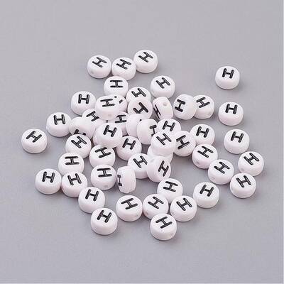 Flat Round with Letter H Acrylic Beads