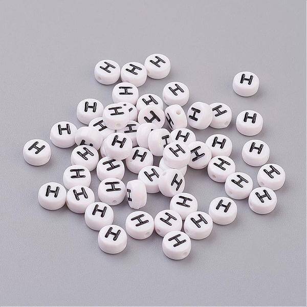Flat Round with Letter H Acrylic Beads