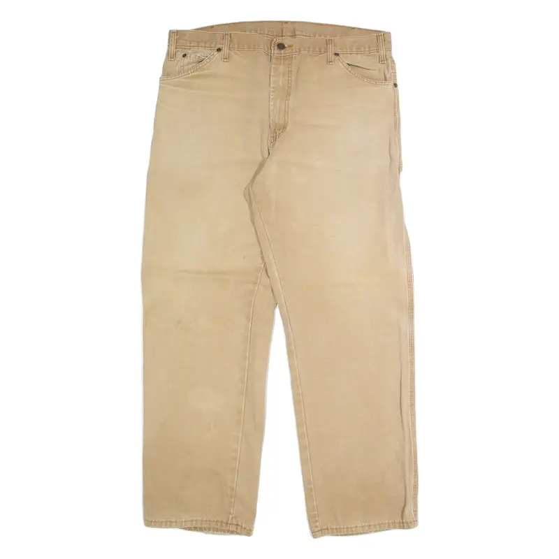 DICKIES Carpenter Cargo Mens Trousers Beige Regular Straight W38 L32