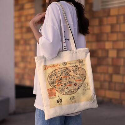 Vintage Disneyland Disney World Map Tote Bag, Magic Kingdom Map