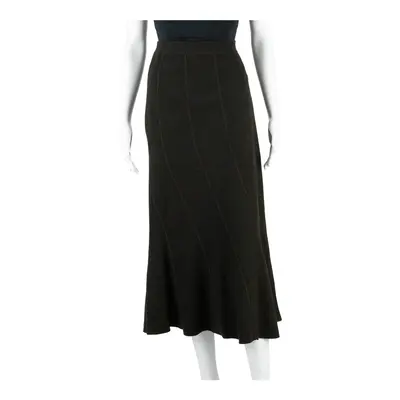 MARC CAIN Midi Flare Skirt Brown Wool Womens M