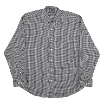 NAUTICA Flannel Shirt Black Check Long Sleeve Mens L