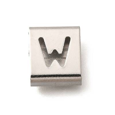 Letter Style 304 Stainless Steel Square Slide Charms