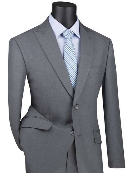 Vinci Men's 2 Piece Modern Fit Executive Suit Pure Solid