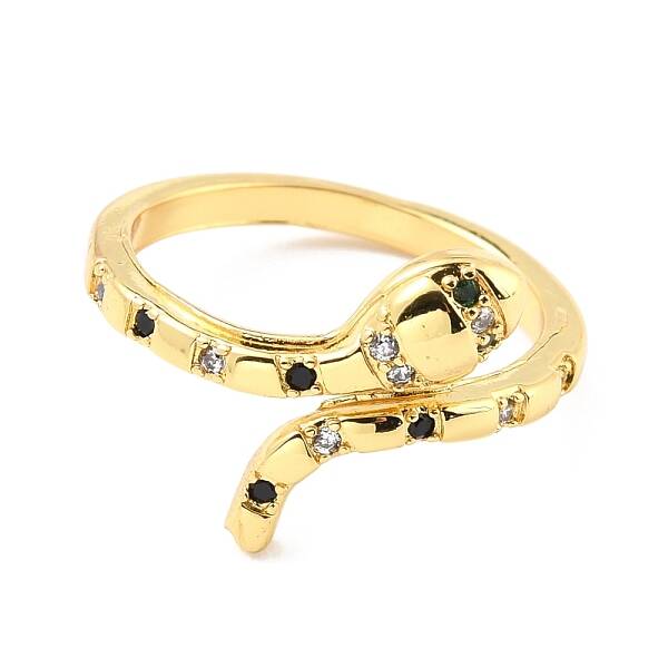 Brass Micro Pave Cubic Zirconia Cuff Rings