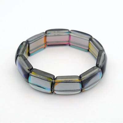 Rectangle Electroplate Glass Bead Stretch Bracelets