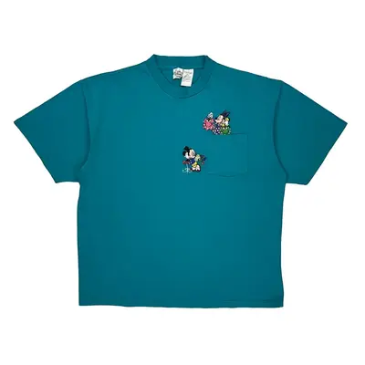 Mickey Mouse Disney Graphic T-Shirt - 2XL Blue Cotton