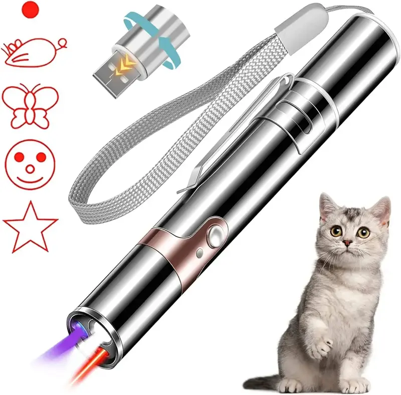Laser Pointer, Red LED Light Pointer Cat Toys for Indoor Cats Dogs, Long Range 3 Modes Lazer Projection Playpen,USB Recharge