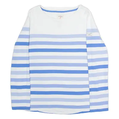 JOULES Striped Womens T-Shirt White Long Sleeve Crew Neck UK 12