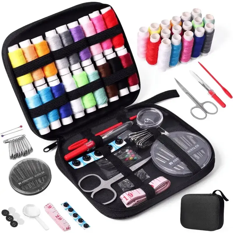 Sewing Tool Kit, 1 Set Portable Sewing Kit with Storage Bag, Including Thread, Needle, Scissors and Other Accessories, Travel...