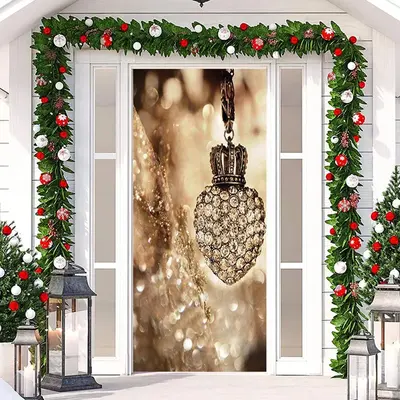 Sparkle Diamond Bokeh Merry Christmas Door Cover - Aperturee