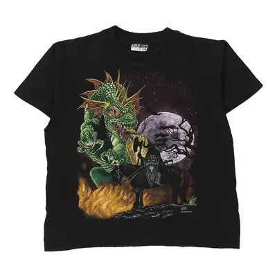 Age 12-14 Zip-It Graphic T-Shirt - Medium Black Cotton