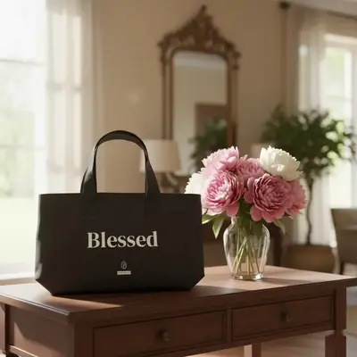 BLESSED Large Tote Bag with \