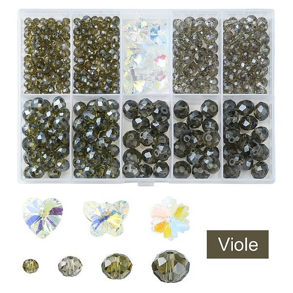 DIY Rondelle Glass Beads & Glass Rhinestone Jewelry Making Finding Kit