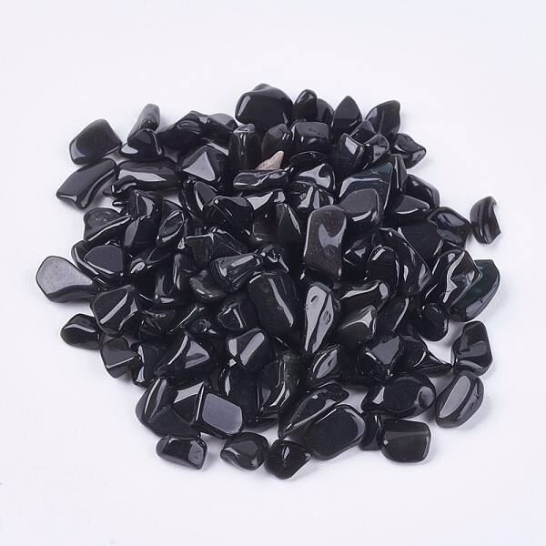 Natural Black Stone Chip Beads