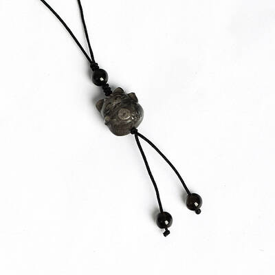 Natural Silver Obsidian Pendant for Mobile Phone Strap