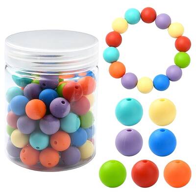 70Pcs 7 Styles Round Food Grade Eco-Friendly Silicone Beads