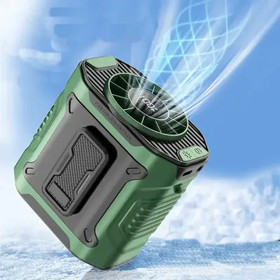 Waist Fan, Portable Clip-on Wearable Belt, Lightweight 1 Mini Personal Fan, LED Display 100-speed FM with Flashlight Illumina...