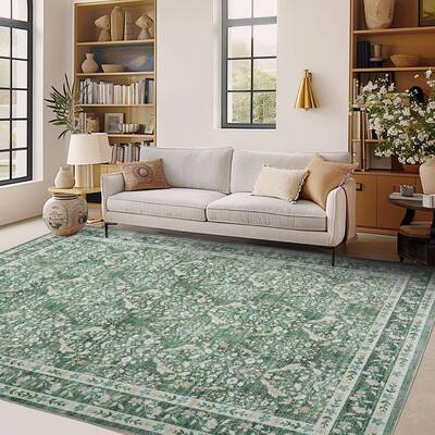 Garvee Washable Area Rug Soft Low Pile Distressed Vintage Indoor Carpet for Living Room Bedroom Dining Room Home Decor