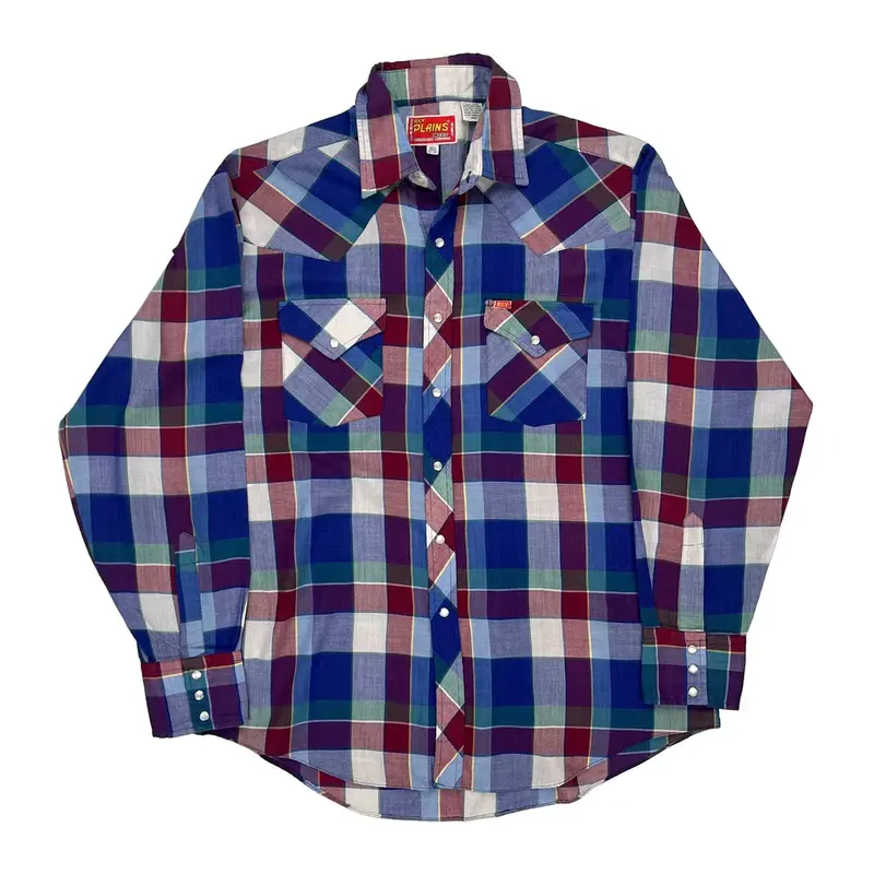Ely Plains Checked Shirt - Large Multicoloured Polyester Blend