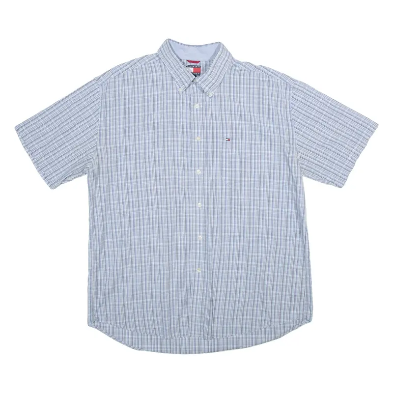 TOMMY HILFIGER Mens Shirt Blue Check XL