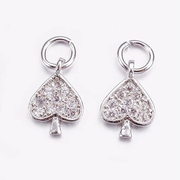 Brass Micro Pave Cubic Zirconia Charms