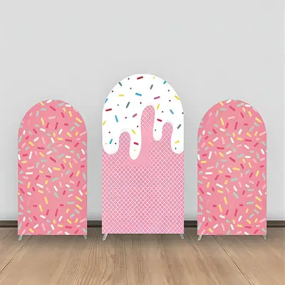 Pink Candy White Cream Plaid Party Arch Backdrop Kit - Aperturee