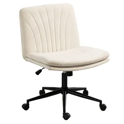 Cross Chair-Furniture Indoor Furniture Chairs Armless Office Desk and Chair with Wheels, Fabric Upholstered Modern Swivel Dre...