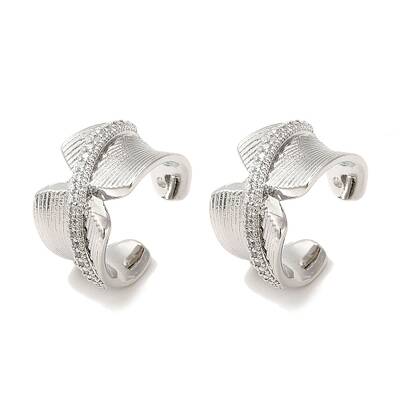 Rack Plating Brass Micro Pave Clear Cubic Zirconia Cuff Earrings for Women