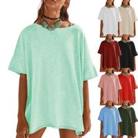 Imily Bela Women's Oversized T Shirts Casual Summer Crew Neck Loose Dropped Short Sleeve Side Slit Hem Blouse Tunic Tops Fash...