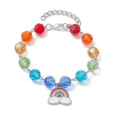 Alloy Enamel Rainbow Charm Bracelets
