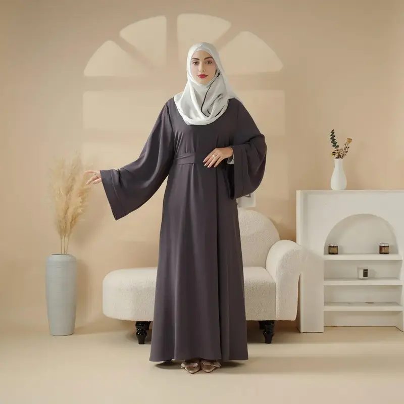 Muslim Modesty Essential Premium Loose Fit Abaya 2-Piece Set with Versatile Pockets Robe (MA120) Maxi Chic