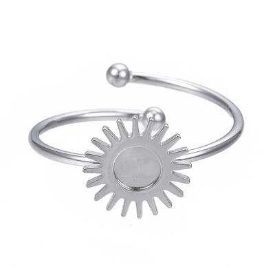 Non-Tarnish 304 Stainless Steel Open Cuff Finger Ring Cabochon Settings