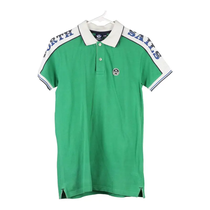 Age 14 North Sails Polo Shirt - Large Green Cotton | Size: large