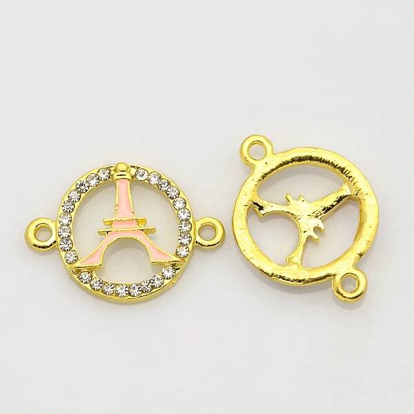 Golden Tone Alloy Enamel Rhinestone Multi-stone Links connectors