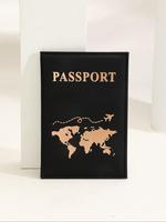 Durable Creative Letters Pattern Pu Leather Passport, with Map Pattern, Fashionable Passport Holder for Men & Women, Outdoor ...