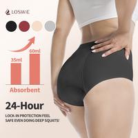 LOSWIE Black Period Underwear for Women Large Absorption 60ml Waisted Leakproof Panties Soft Menstrual Comfort Lingerie Mild ...