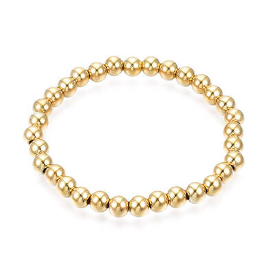 201 Stainless Steel Round Beaded Stretch Bracelet for Men Women