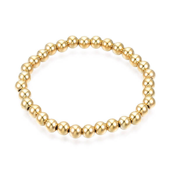 201 Stainless Steel Round Beaded Stretch Bracelet for Men Women